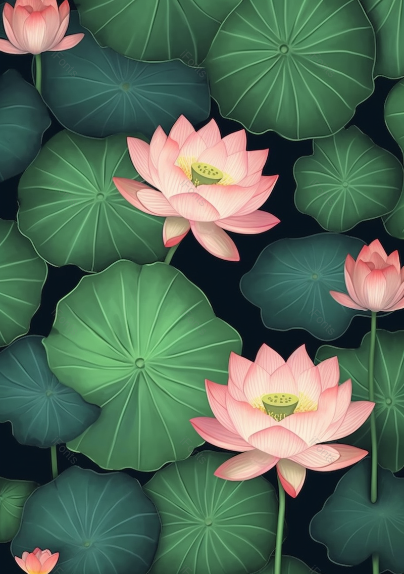 夏日荷花荷叶接天莲叶绿色插画背景,插画/手绘图,插画/手绘图库,插画/手绘图下载,插画/手绘